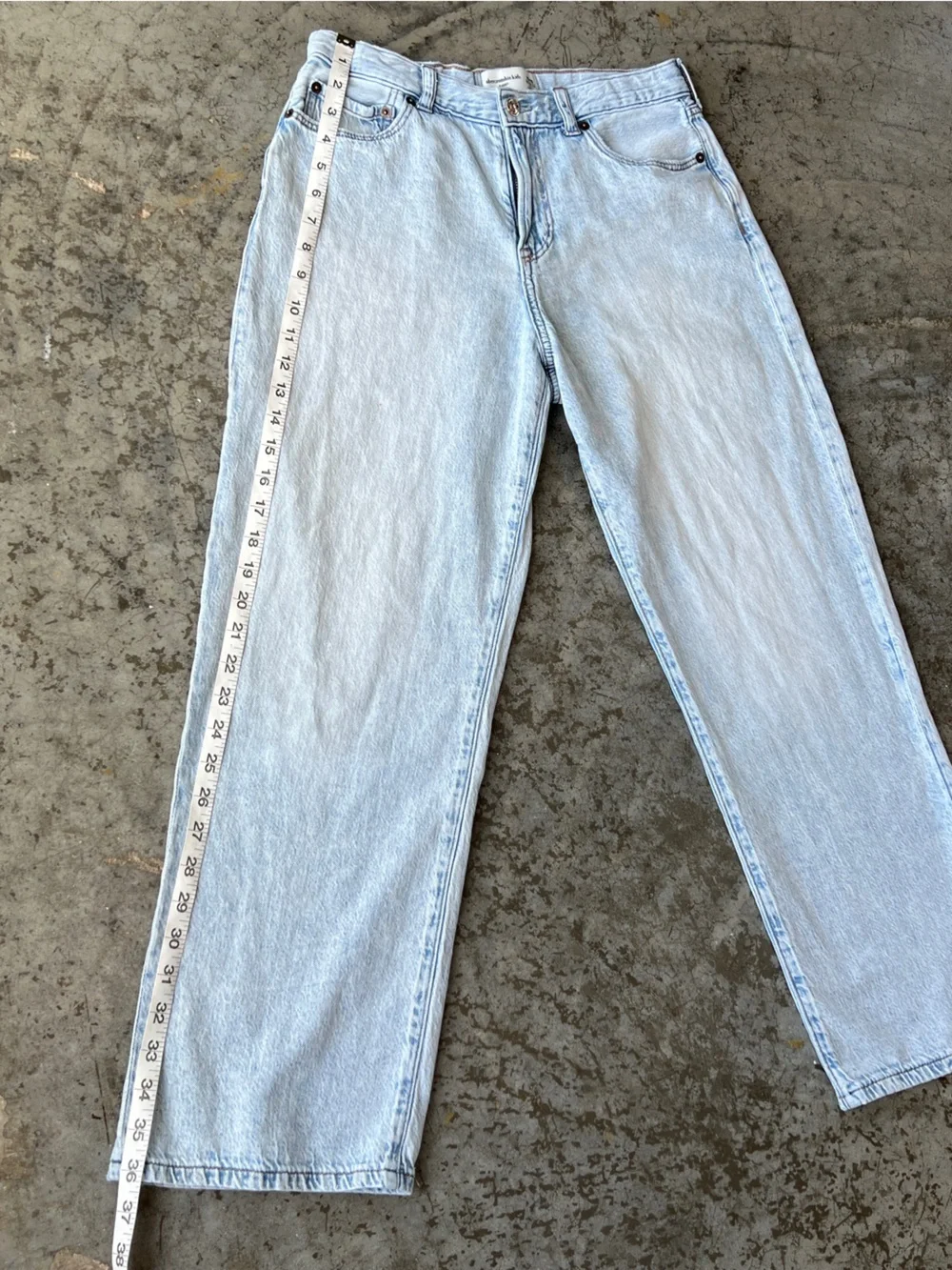 Abercrombie Kids Light Wash Baggy Jeans 15/16 High Rise Wide Leg Denim